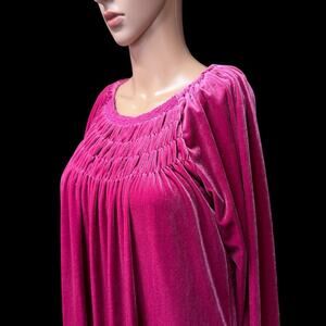 Velvet House Dress Nightgown Maxi Burgundy Womens Sz L Ella Simone